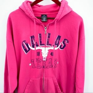Dallas Texas Full Zip Hoodie Sweatshirt Pink XL